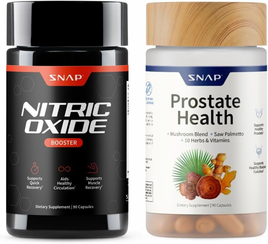 Snap Supplements Prostate Health Support Supplement Bundle with Nitric Oxide Booster