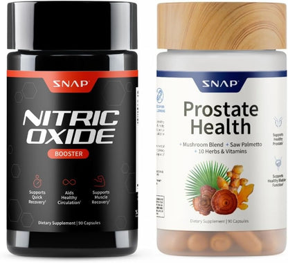 Snap Supplements Prostate Health Support Supplement Bundle with Nitric Oxide Booster